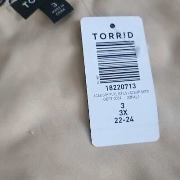 Torrid Mini Gauze Lace-Up Skater Dress Size 3 Floral Boho Crochet Long Sleeve - Picture 10 of 11